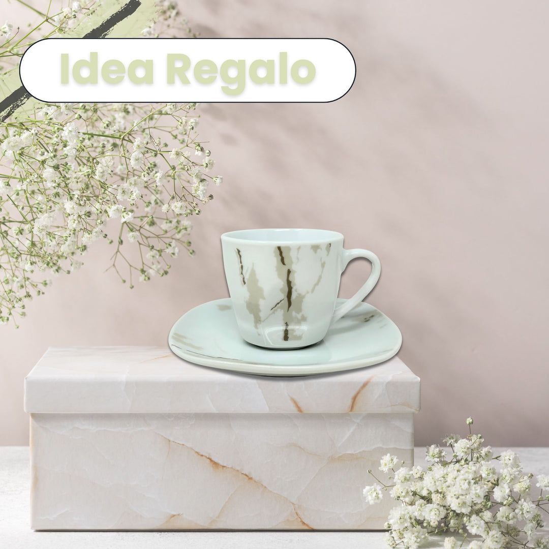 Set 6 Tazzine Caffè con Piattino - Hummus | Eleganza in Porcellana