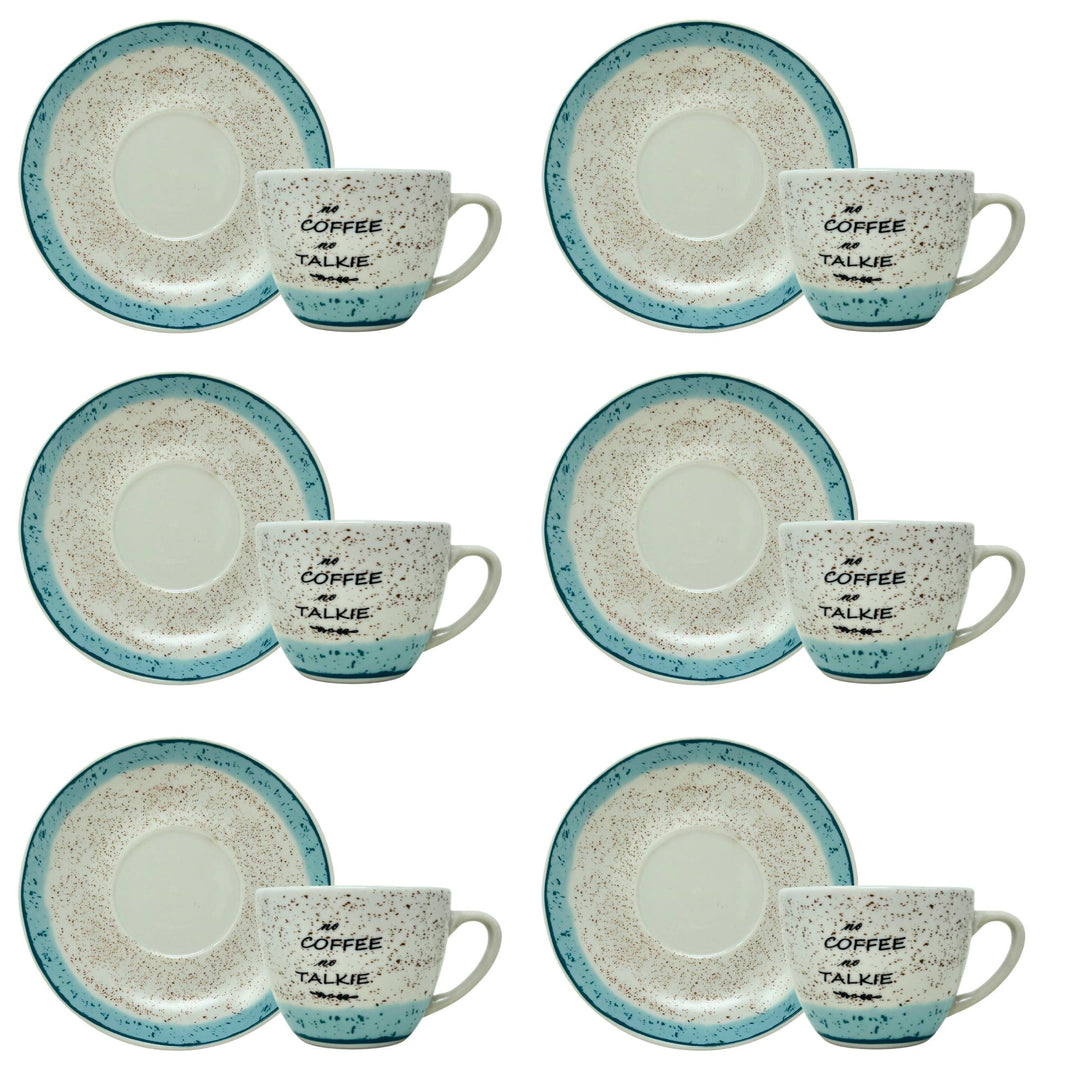 Set 6 Tazzine Caffè con Piattino - Granuli Azzurro | Design Fresco e Motivazionale