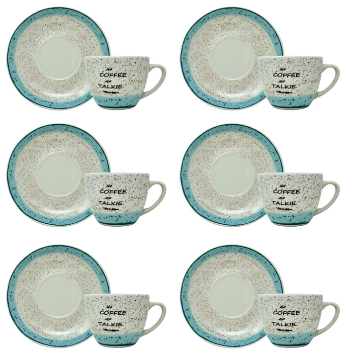 Set 6 Tazzine Caffè con Piattino - Granuli Azzurro | Design Fresco e Motivazionale