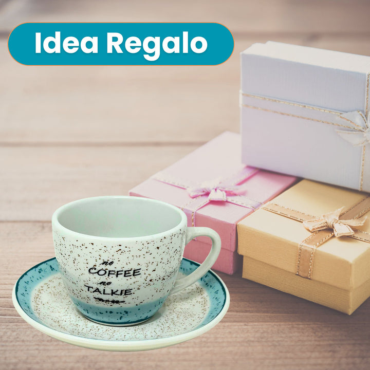 Set 6 Tazzine Caffè con Piattino - Granuli Azzurro | Design Fresco e Motivazionale