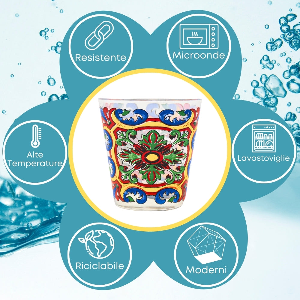 Caratteristiche Set 6 Bicchieri Colorati Vetro 270ml (MISTI)
