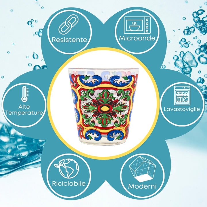 Caratteristiche Set 6 Bicchieri Colorati Vetro 270ml (MISTI)