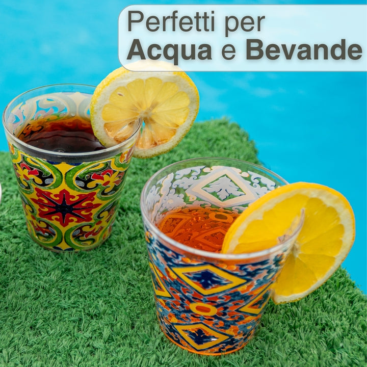 Set 6 Bicchieri Colorati Vetro fantasia 3 270ml (MISTI)