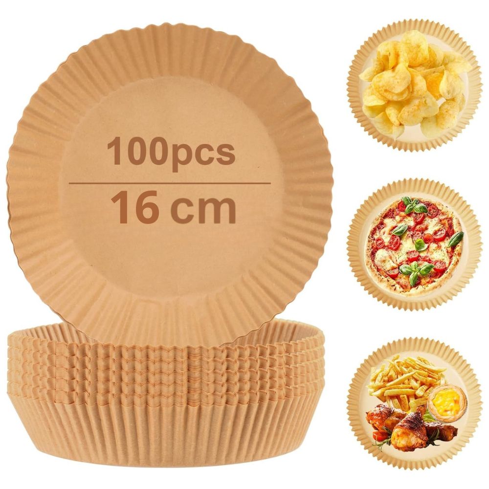 Carta per Friggitrice ad Aria Tonda 20 cm - 100 Pezzi | Cottura Sana e Facile