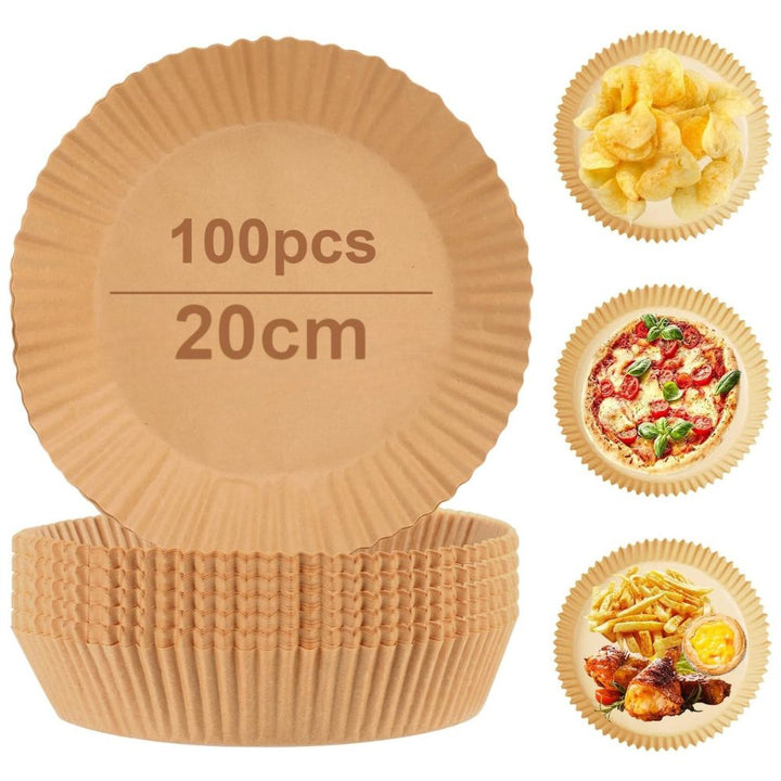 Carta per Friggitrice ad Aria Tonda 20 cm - 100 Pezzi | Cottura Sana e Facile