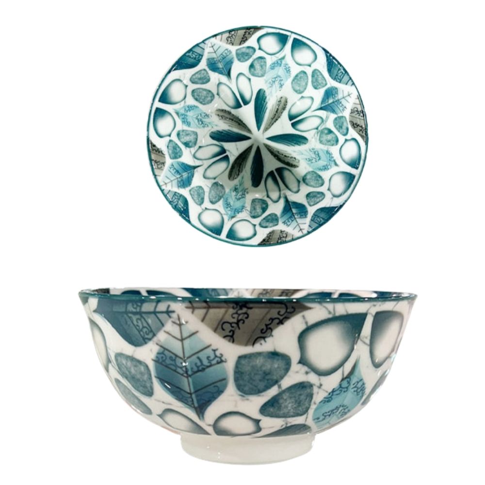 Ciotola Petali e foglie blu e grigio