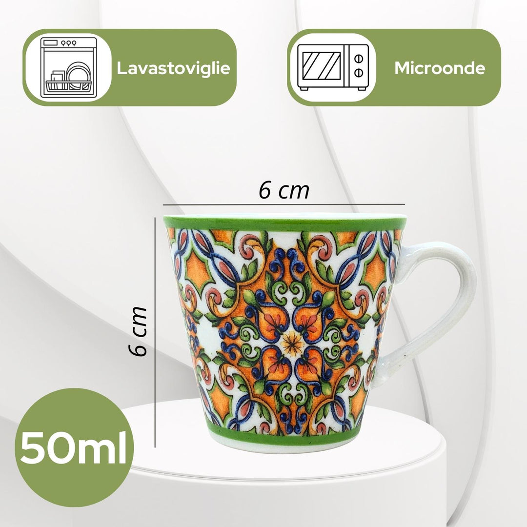 Tazza caffè con fantasia 50ml dimensioni 6cm x 6cm