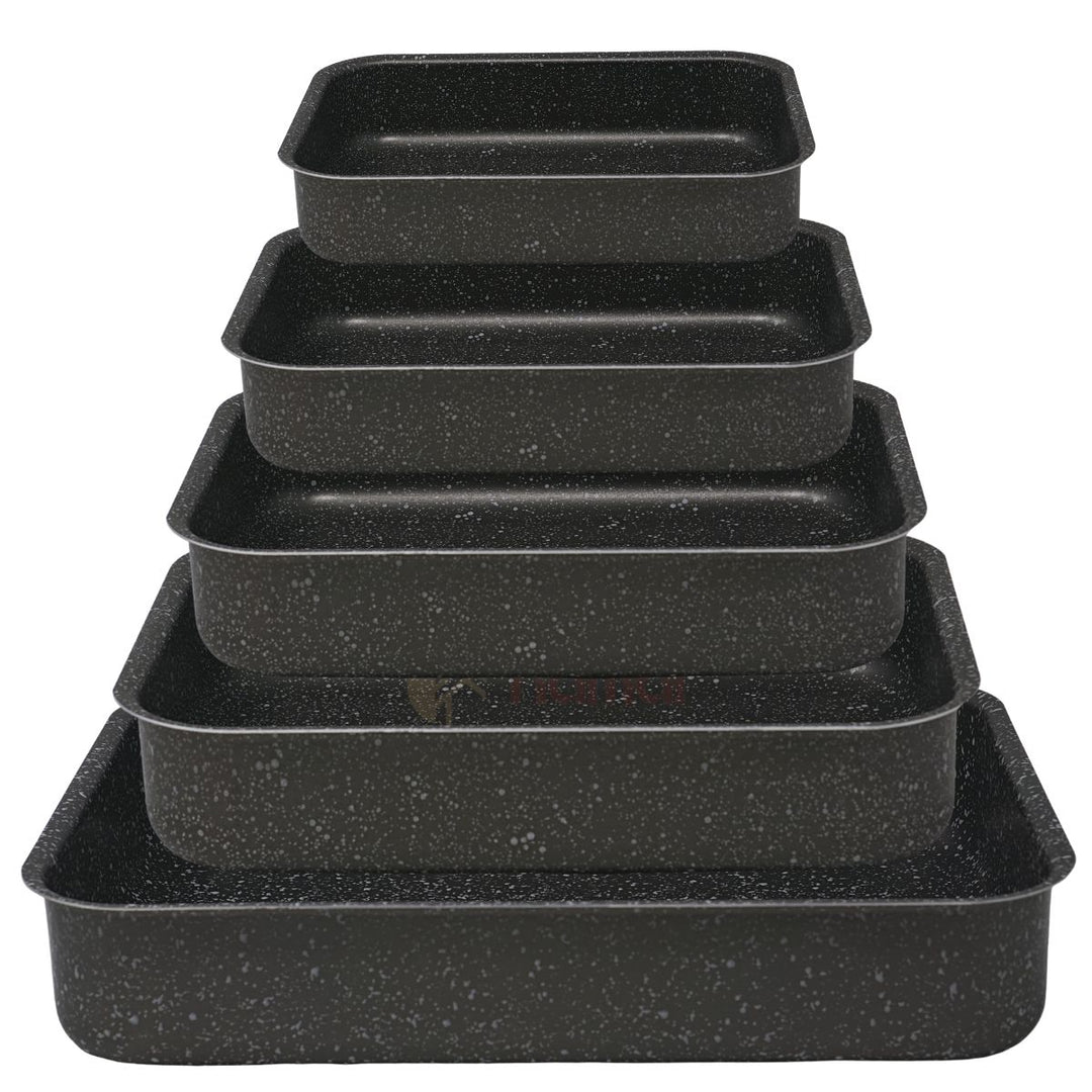 Set 5 Teglie da Forno Effetto Pietra | Antiaderenti – Alluminio Rettangolari