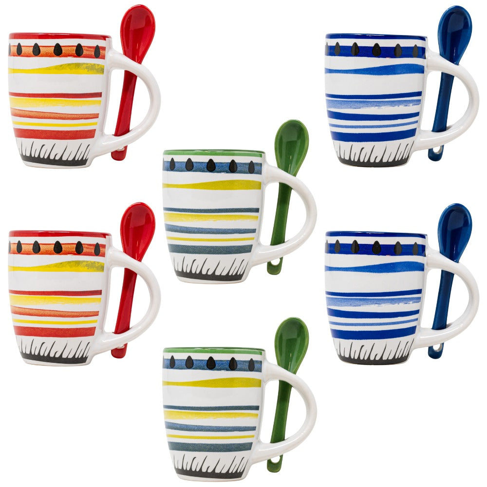 Set 6 Tazzine da Caffè con Cucchiaino | Design Colorato e Allegro