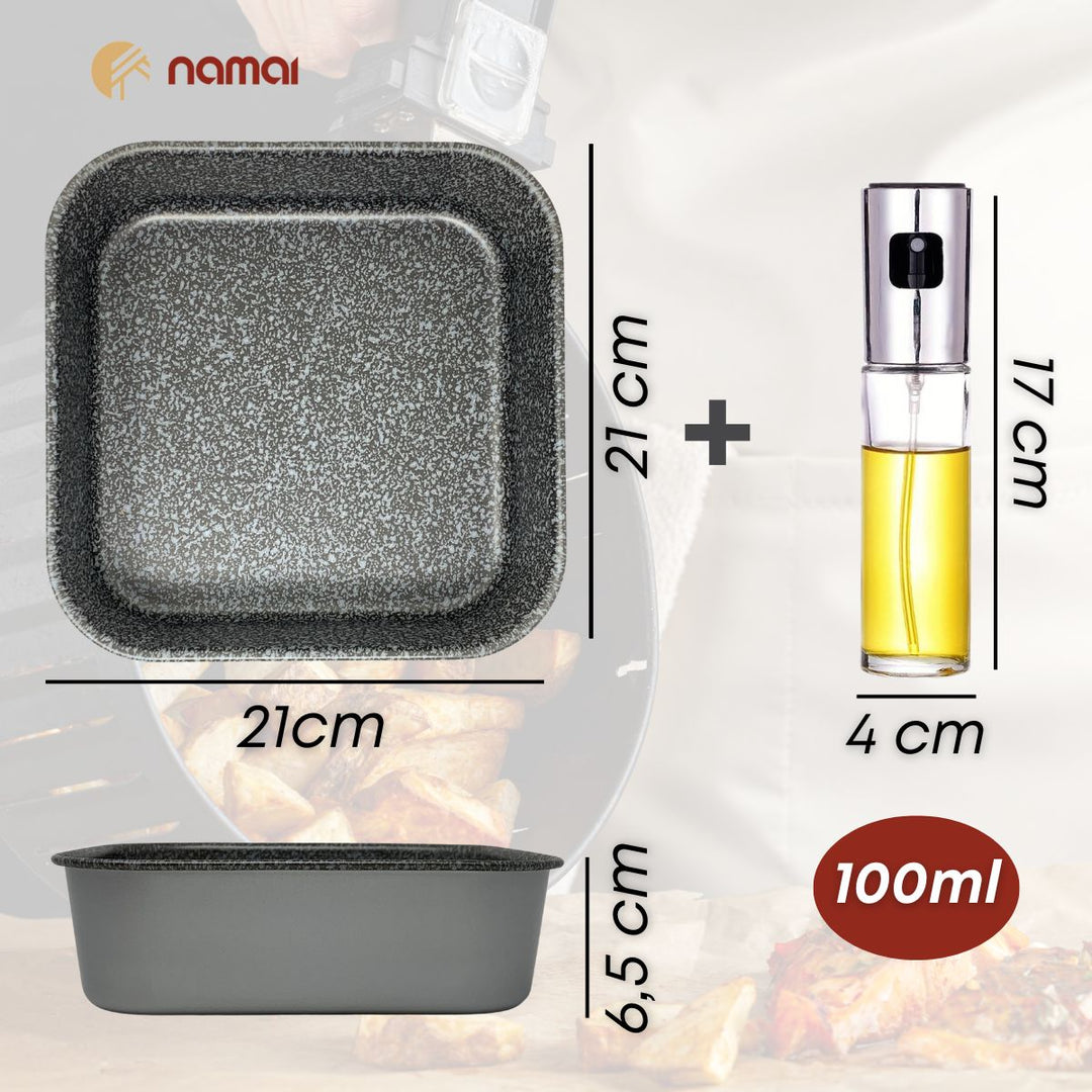 Set Teglia 20x20 e Spruzzino Olio | Cucina Sana e Croccante con Facilità