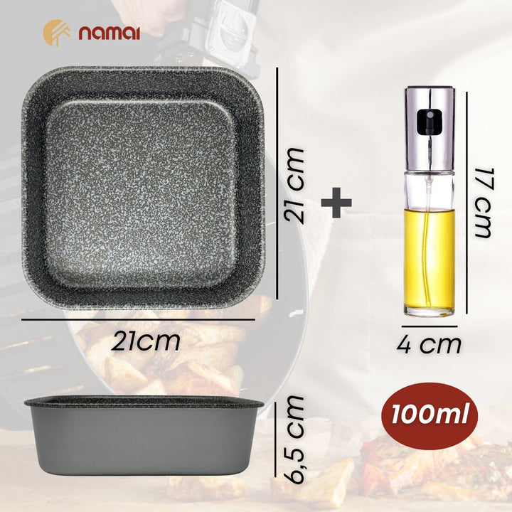 Set Teglia 20x20 e Spruzzino Olio | Cucina Sana e Croccante con Facilità