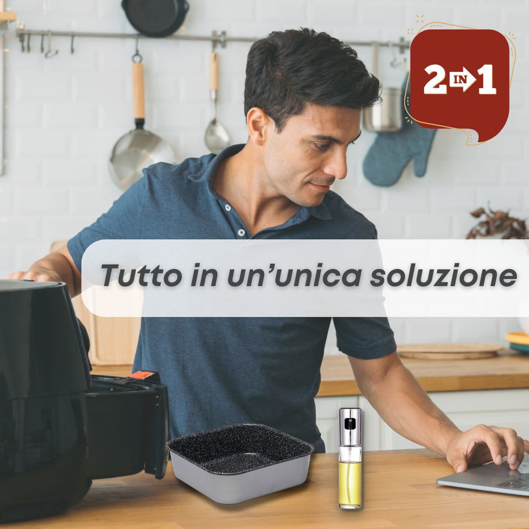 Set Teglia 20x20 e Spruzzino Olio | Cucina Sana e Croccante con Facilità