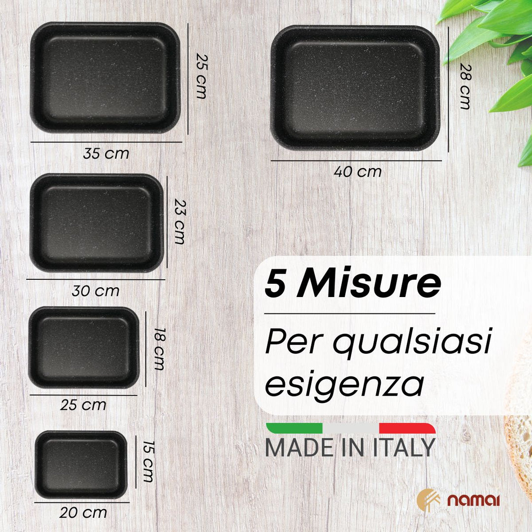 Set 5 Teglie da Forno Effetto Pietra | Antiaderenti – Alluminio Rettangolari