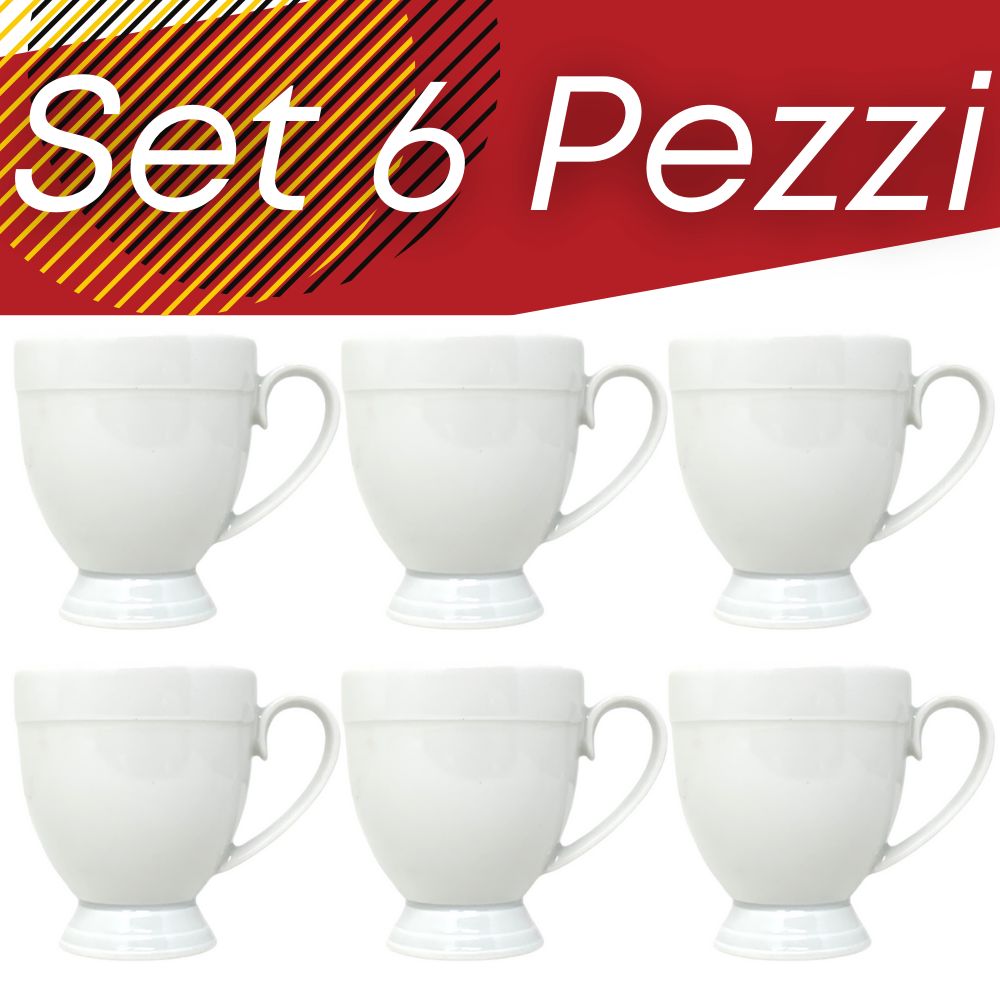 Tazzine caffe porcellana tedesca, set 6 pezzi tazzine caffè eleganti colore bianco