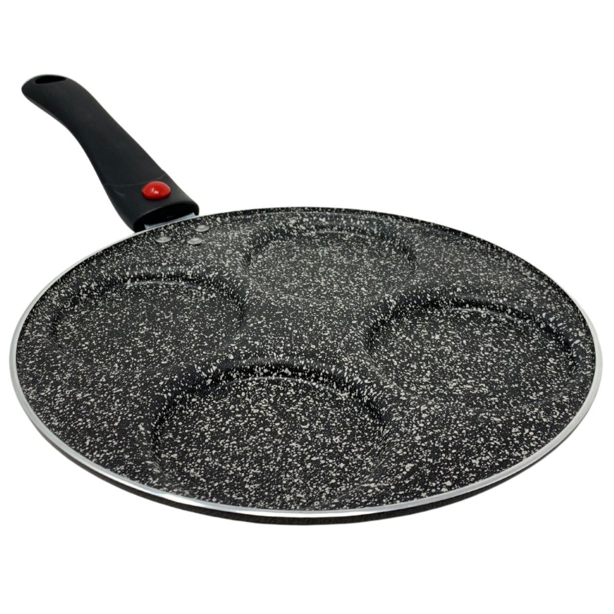 Padella per pancakes antiaderente con 4 Stampi da 9 cm, rettifica antiscivolo. Cottura perfetta. Misura 40cm x 23 cm. Manico rimovibile. (33633125) (38866715)