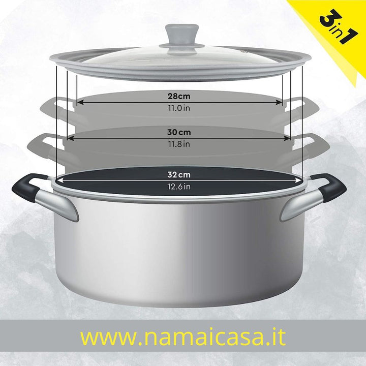 Coperchio Universale per Pentole Vetro Temperato con Bordo in Silicone | Nero