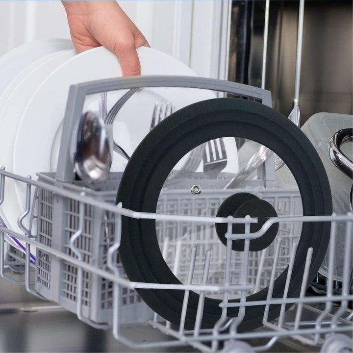 Coperchio Universale per Pentole Vetro Temperato con Bordo in Silicone Nero