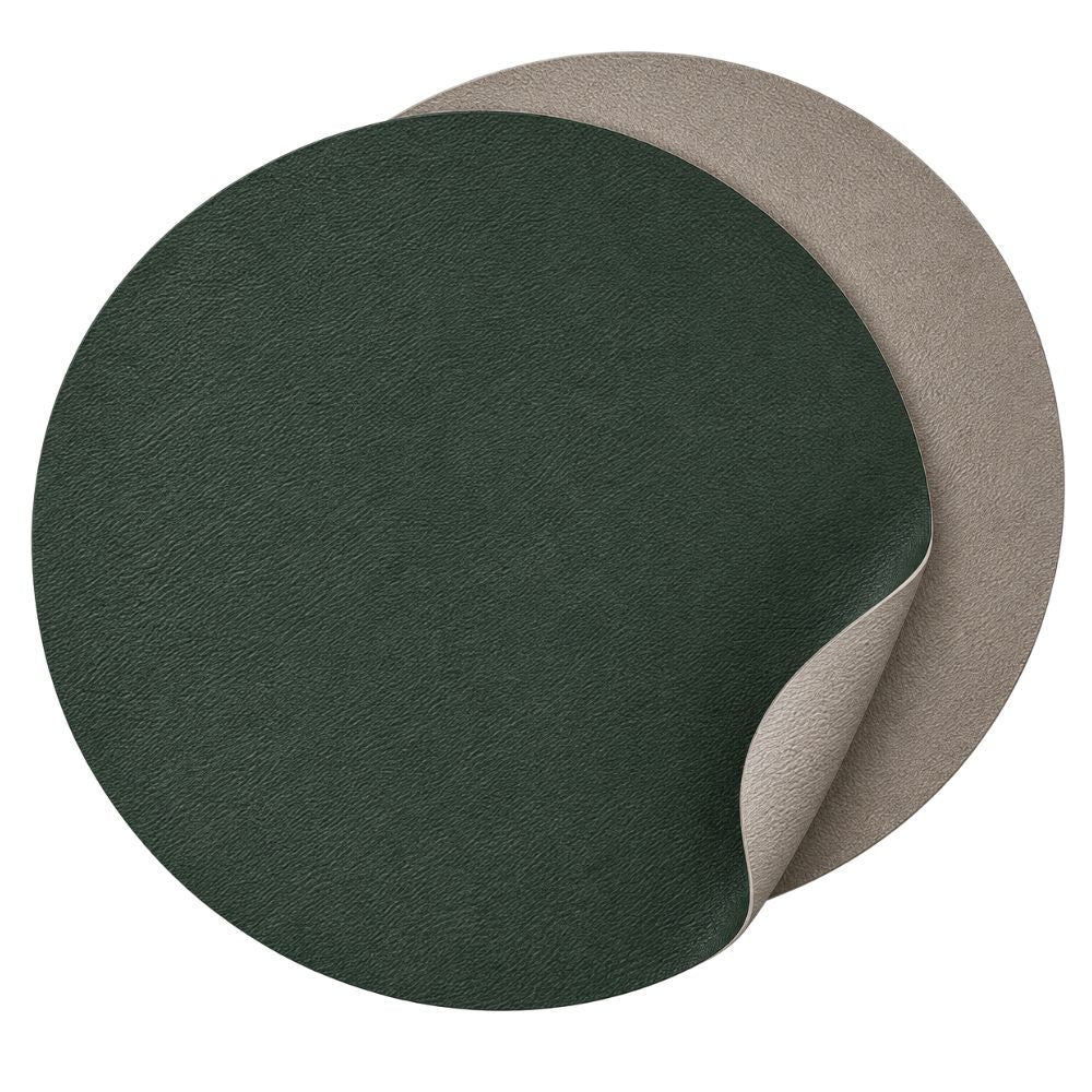 Set 6 Sottopiatti Tondi Similpelle | Tortora/Verdone