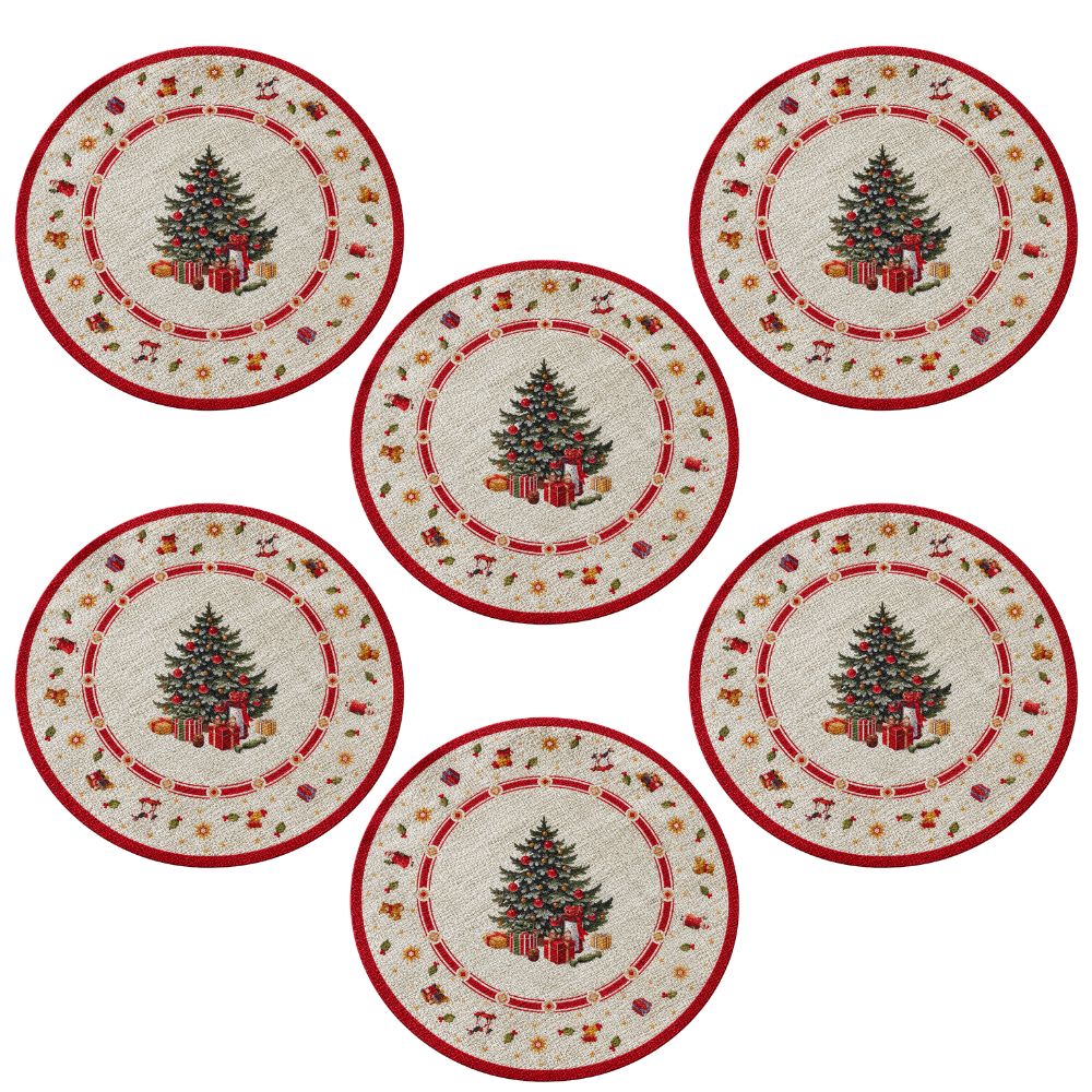 Set 6 Sottopiatti Natalizi – Christmas Tree Ø38 cm