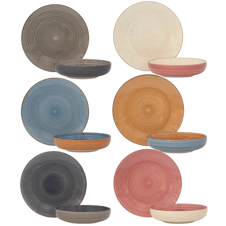 Servizio Piatti 12 Pezzi in Ceramica Colorata – Maya | Toni Naturali e Moderni