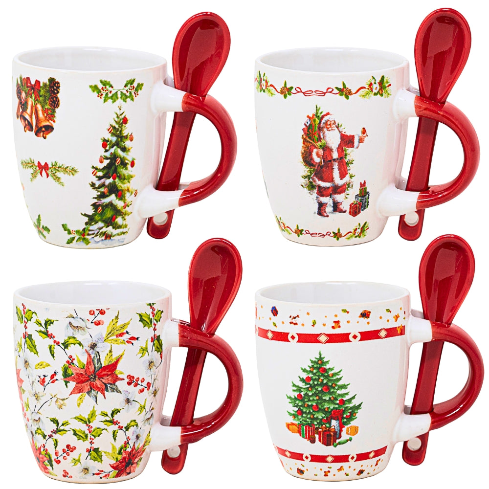 Set 4 Tazzine Caffè con Cucchiaino Natalizie