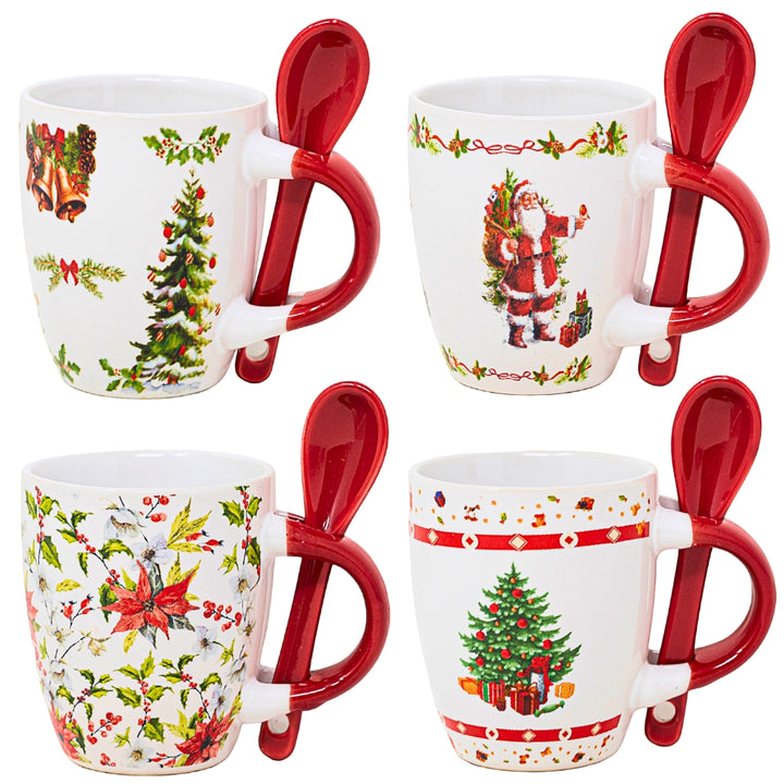Set 4 Tazzine Caffè con Cucchiaino Natalizie