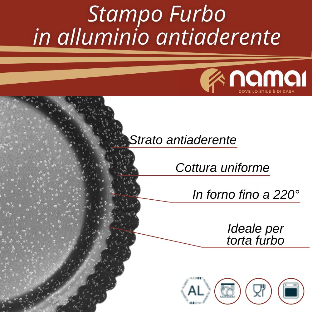Stampo furbo in alluminio antiaderente per crostata cottura uniforme, ideale per torta furbo (33634875) (38868212)