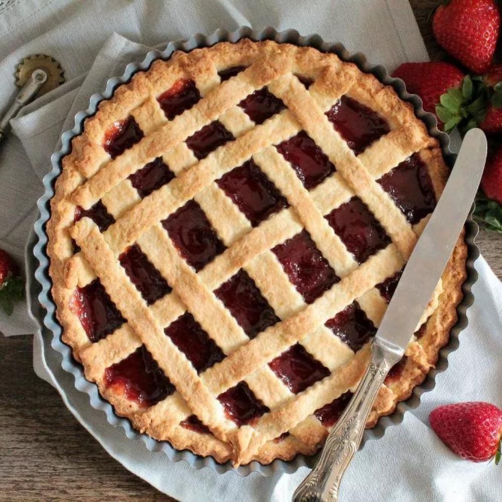 Stampo crostata in alluminio antiaderente forma classica, Made In Italy, qualità italiana, crostata classica con marmellata, cottura uniforme (33634859) (38868199)