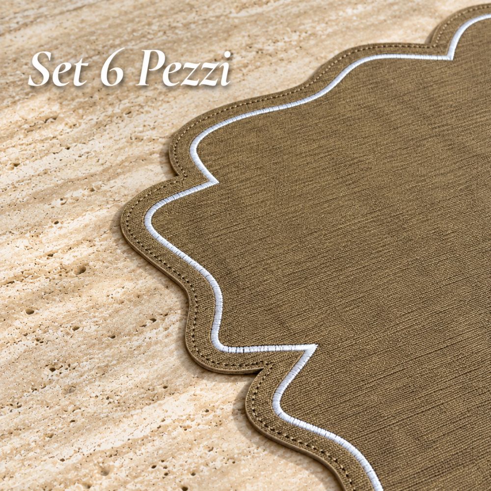 Set 6 Sottopiatti Chic Similpelle | Sabbia