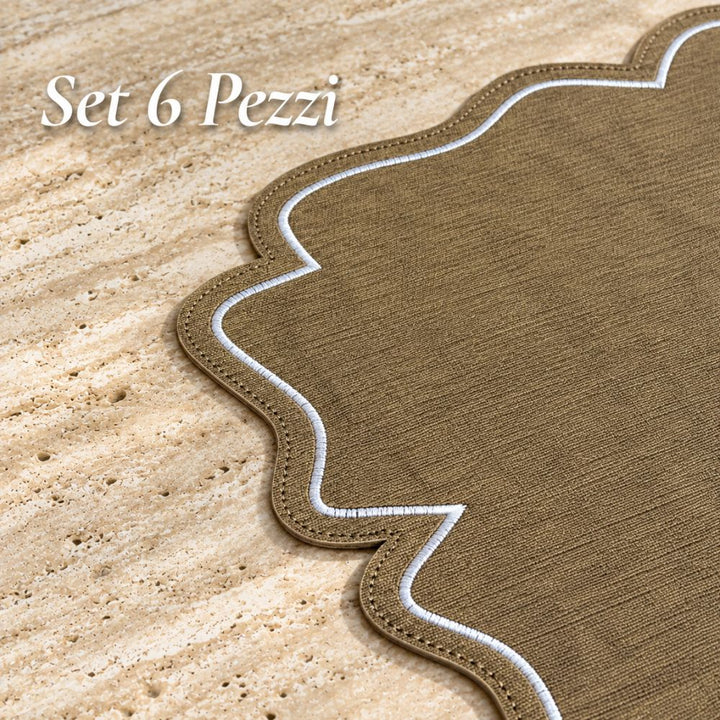 Set 6 Sottopiatti Chic Similpelle | Sabbia