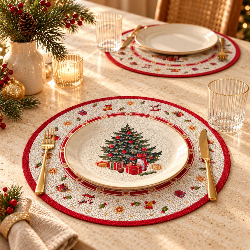 Set 6 Sottopiatti Natalizi – Christmas Tree Ø38 cm