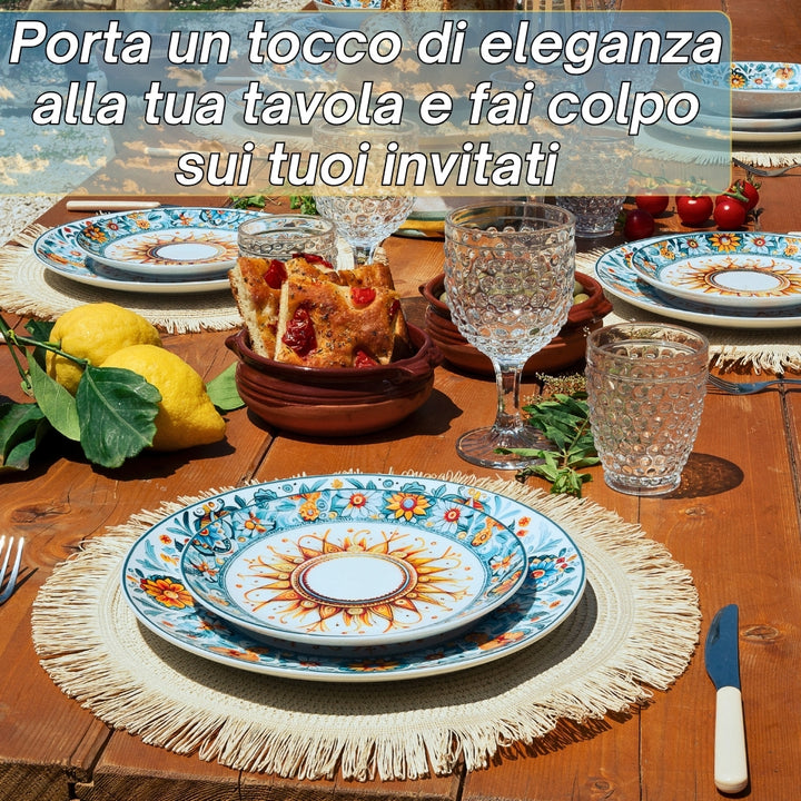 Servizio Piatti 18 Pezzi in Porcellana – Collezione Aurora | Sole e Colore in Tavola