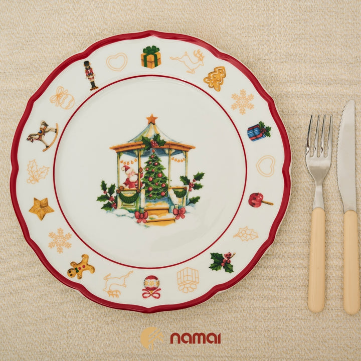 Namai Christmas Servizio Piatti Natalizi 18 Pezzi, 6 Fondi 6 Piani 6 Piccoli