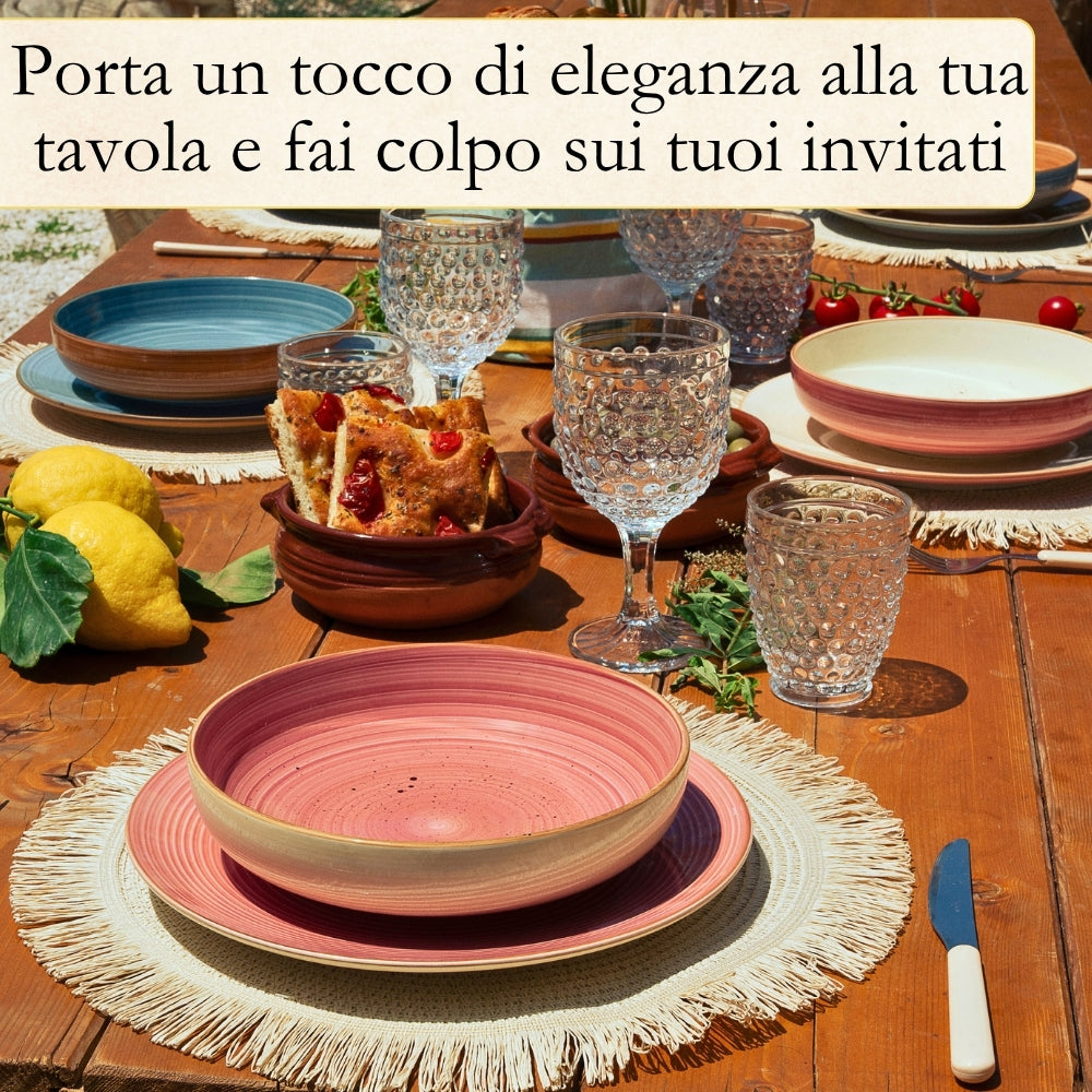 Servizio Piatti 12 Pezzi in Ceramica Colorata – Maya | Toni Naturali e Moderni