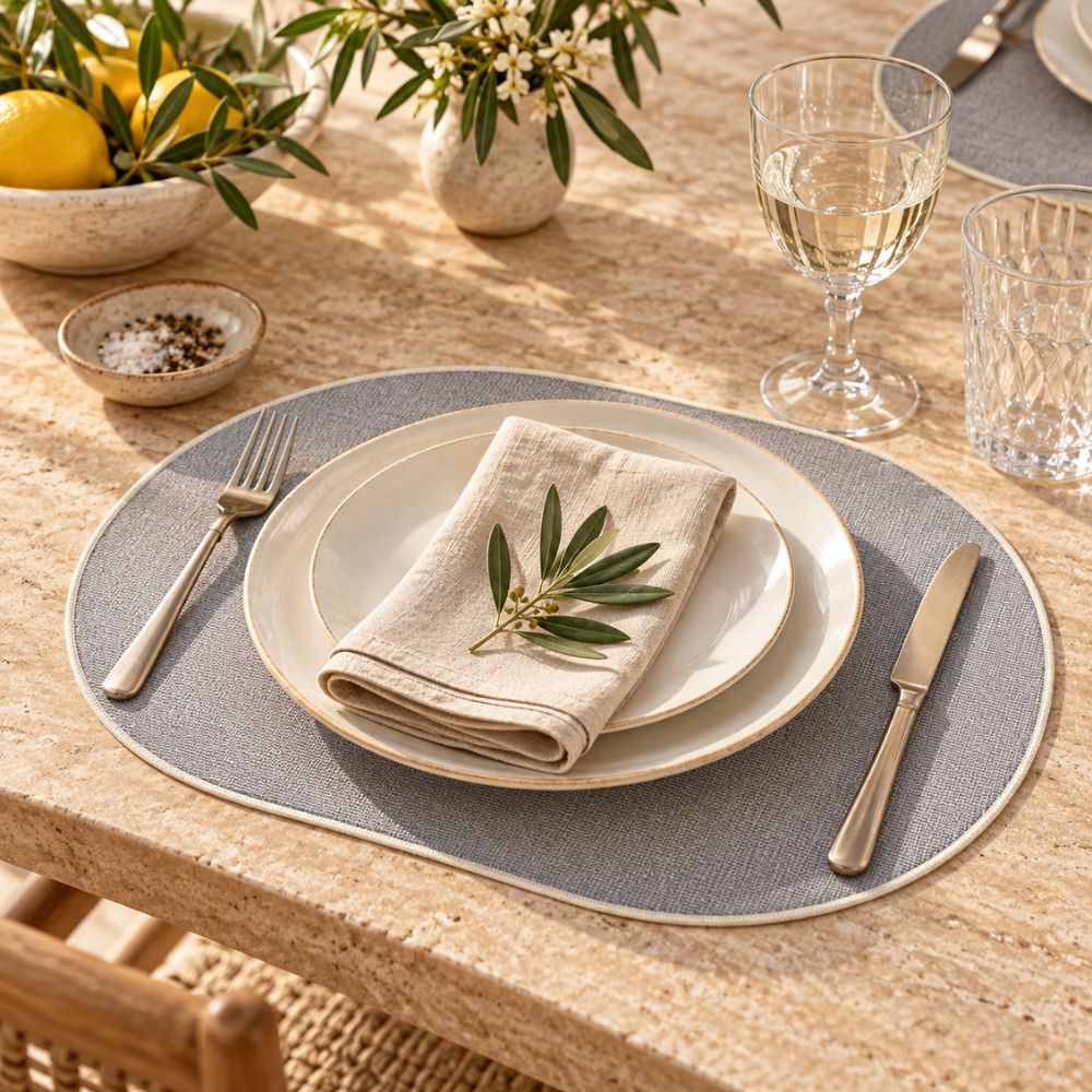 Set 6 Sottopiatti - Tovagliette Ovale - 45x30 | Grigio