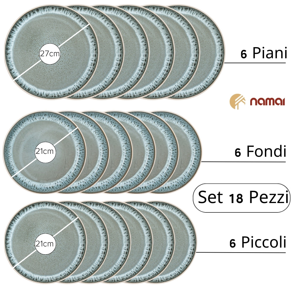 Servizio Piatti 6 Persone in Porcellana - Acqua | L’Eleganza che trasforma la tua tavola