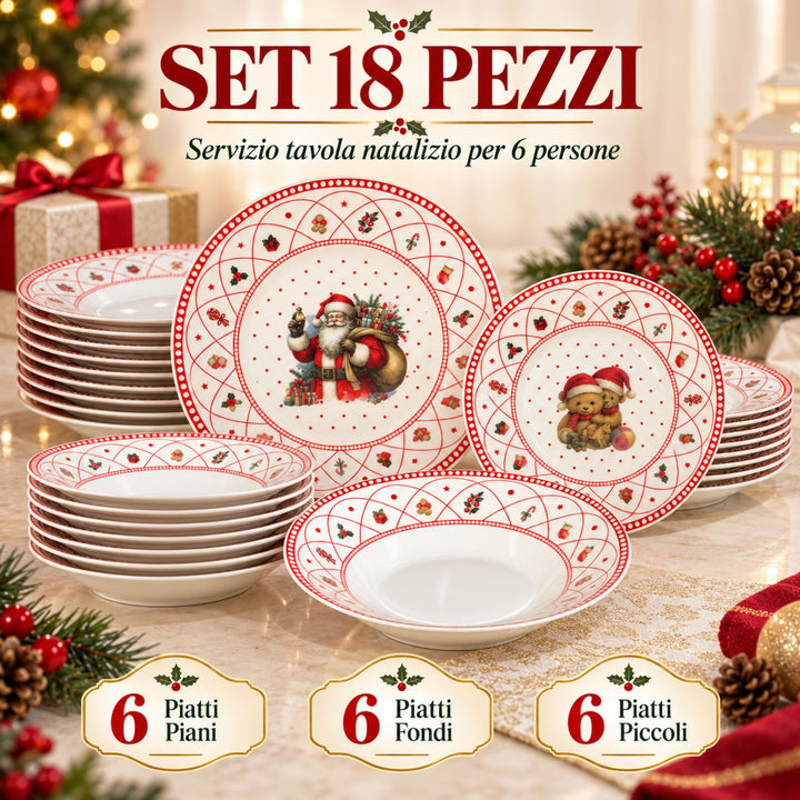 Servizio Piatti Natalizi 18 Pezzi – La Magia del Natale sulla Tua Tavola