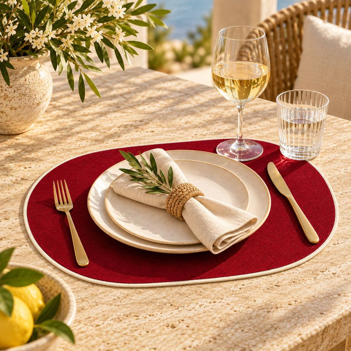 Set 6 Sottopiatti - Tovagliette Ovale - 45x30 | Bordeaux