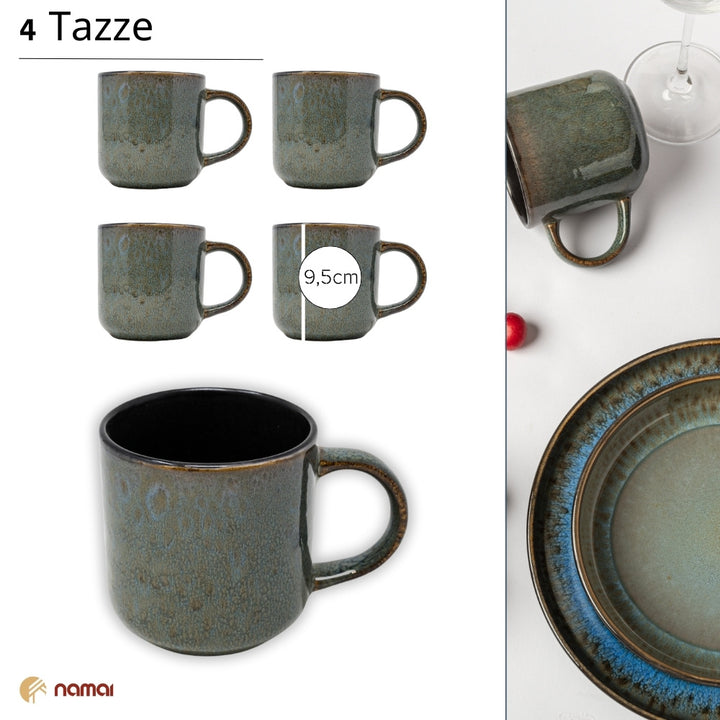 Set Tazze Colazione - 350 ML - Porcellana - Adatte in Lavastoviglie e Microonde | Space