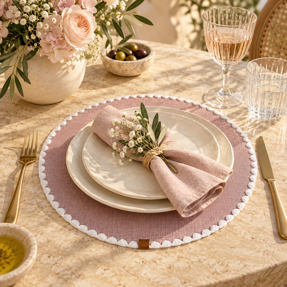 Set 6 Sottopiatti - Tovagliette Tonde - 38cm | Rosa