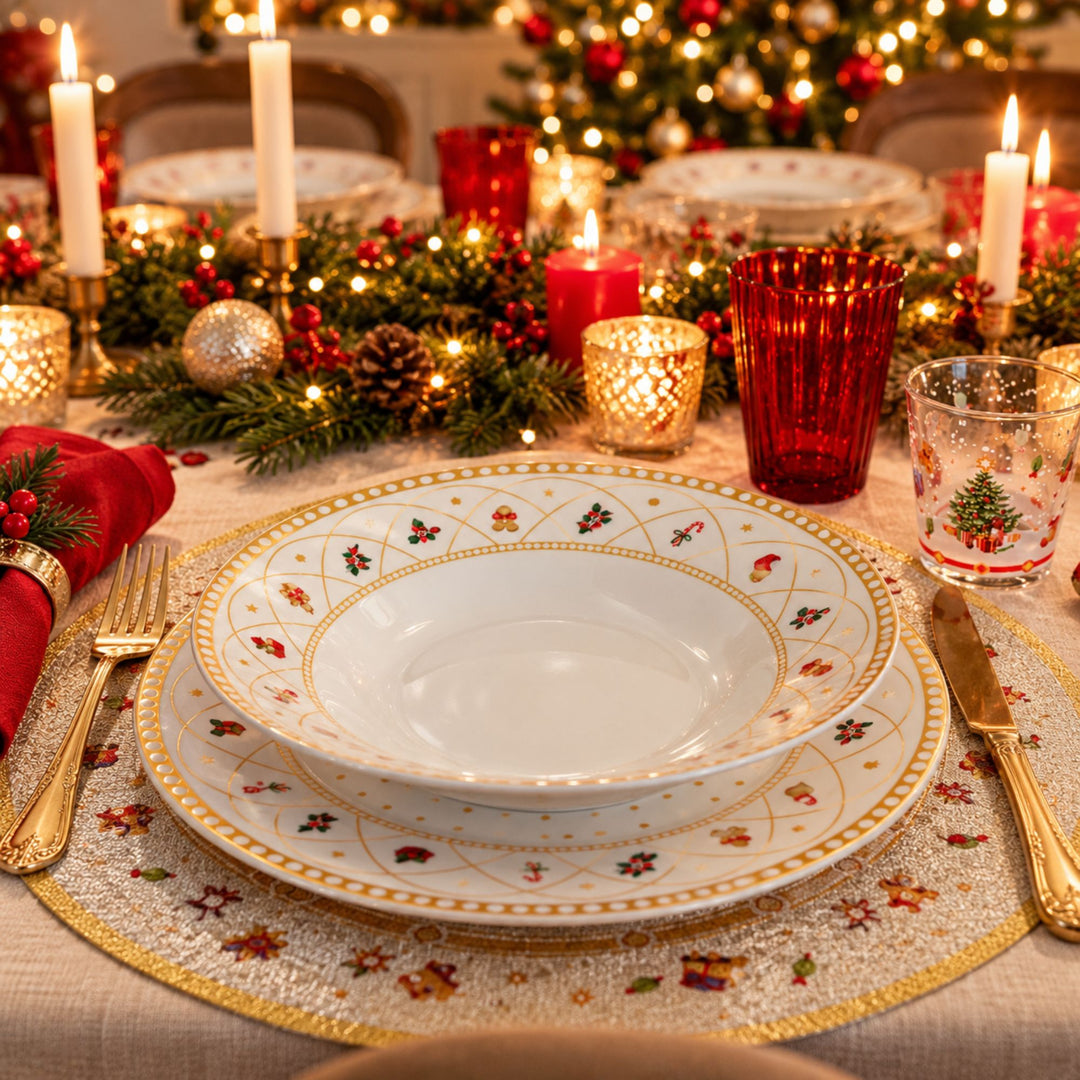 Servizio Piatti Natalizi 18 Pezzi – La Magia del Natale sulla Tua Tavola