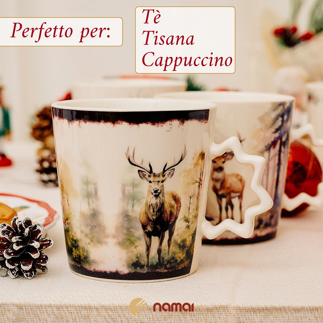 Set 4 Tazze 250 ml – Cervi | Incanto d’Inverno