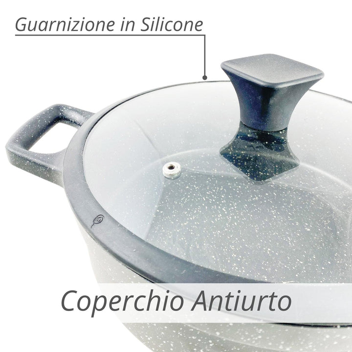 Casseruola con coperchio antiurto con guarnizione in silicone
