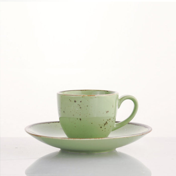 Set 6 Tazzine da Caffè in Porcellana con Piattino | Cottage Green