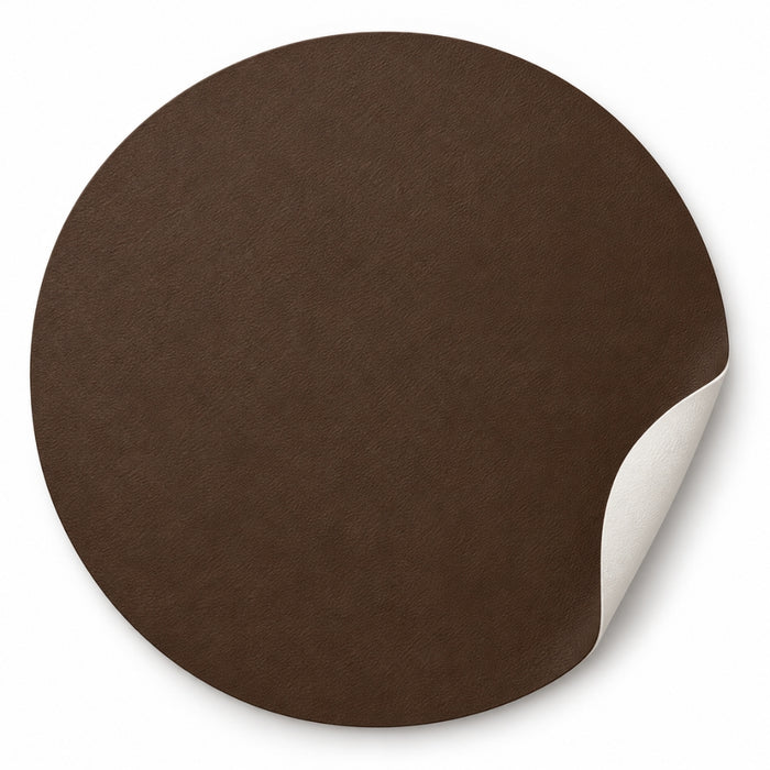 Set 6 Sottopiatti Tondi Similpelle | Brown - White