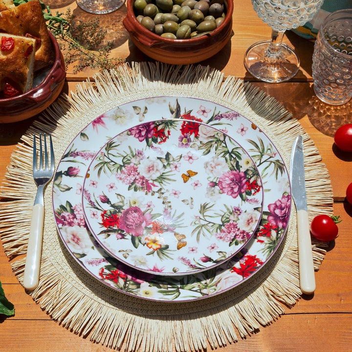 Servizio Piatti 18 Pezzi in Porcellana – Collezione Victoria | Raffinatezza e Armonia Floreale