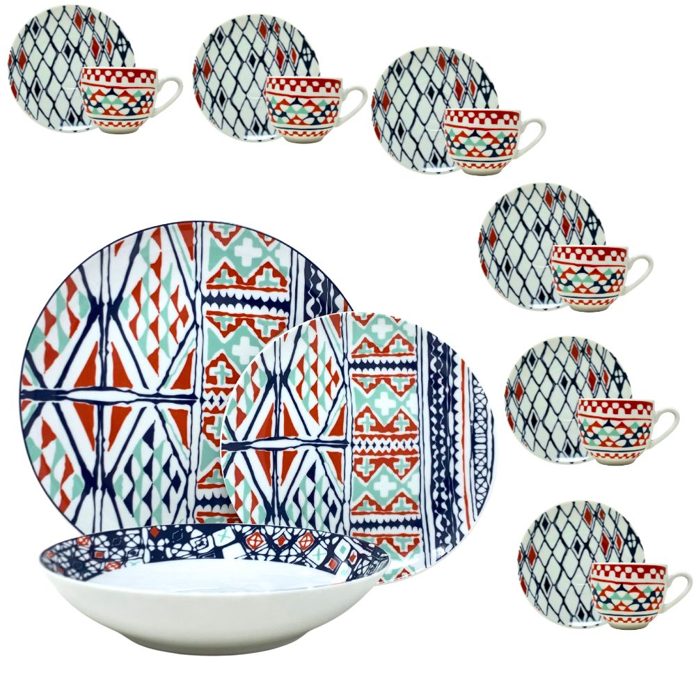Servizio Piatti 6 Persone - Piatti Porcellana + Tazzine Caffè | Goji