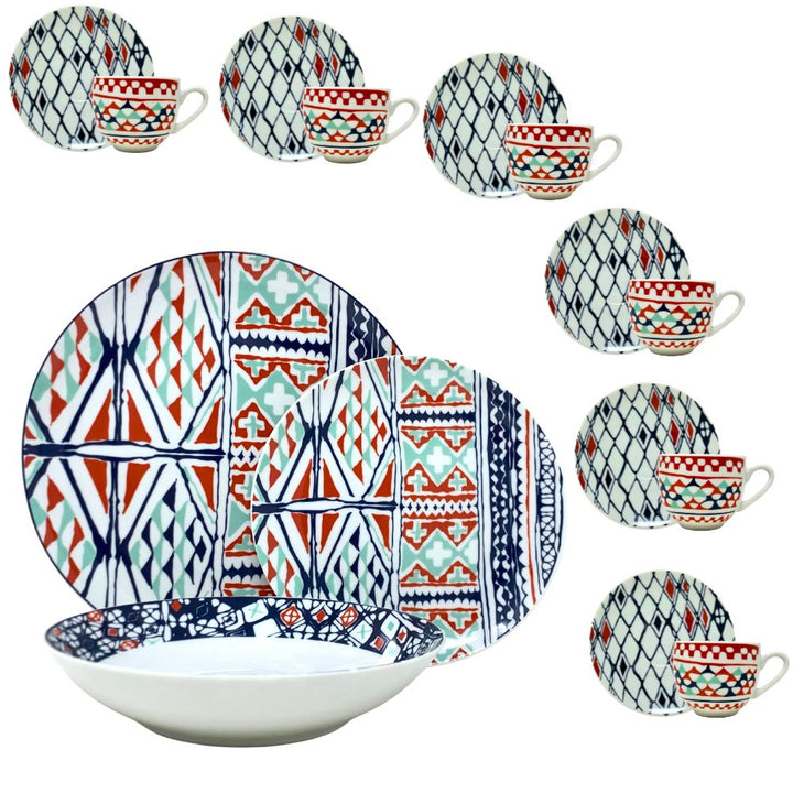 Servizio Piatti 6 Persone - Piatti Porcellana + Tazzine Caffè | Goji
