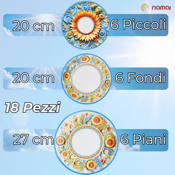 Servizio Piatti 18 Pezzi in Porcellana – Solea | Sole, Colore e Tradizione a Tavola