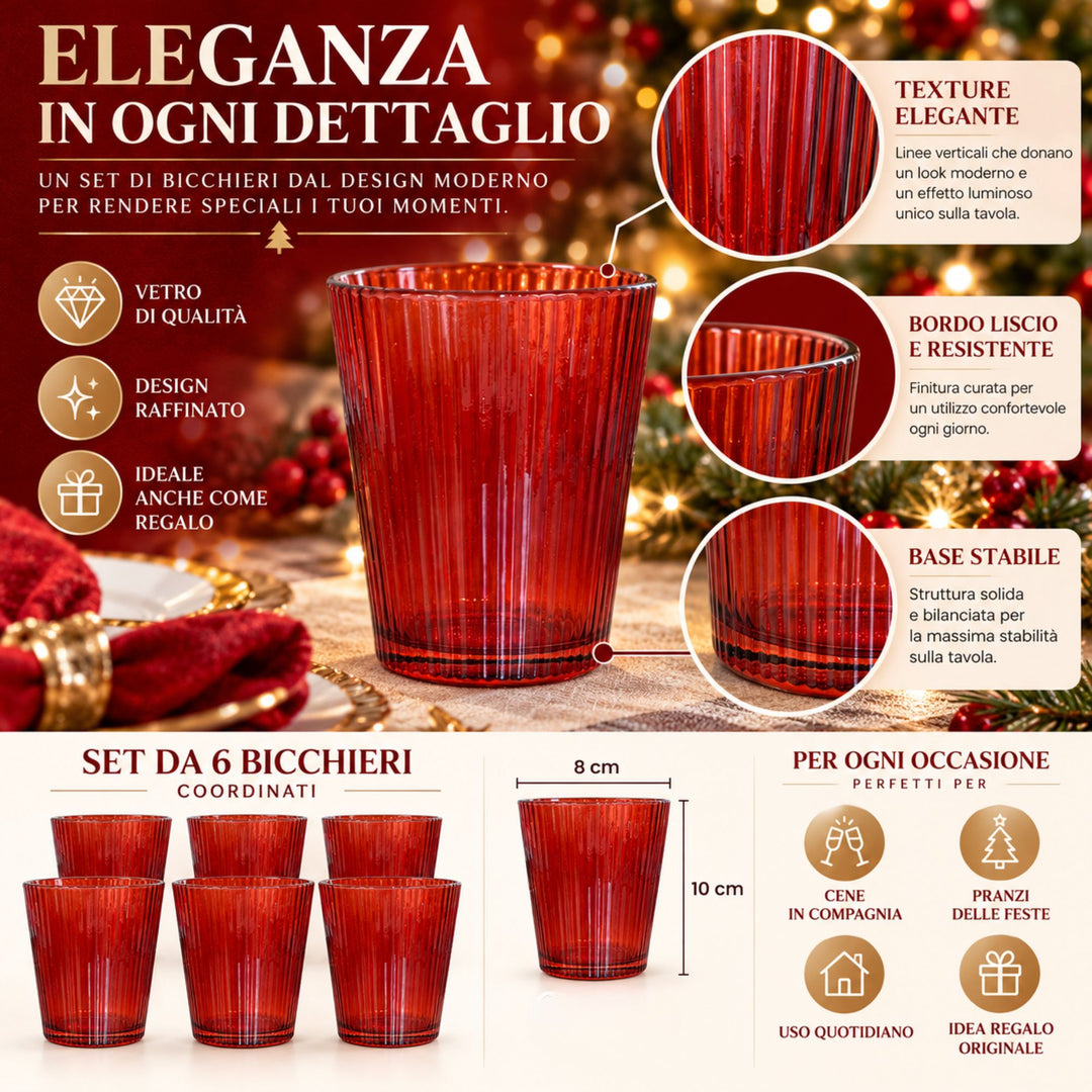 Set 6 Bicchieri Rossi – Un Tocco di Eleganza e Magia per la Tua Tavola